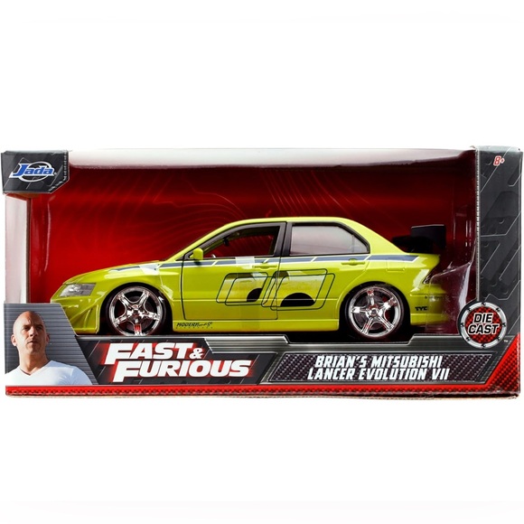 NIB! Jada Toys Fast & Furious 1:24 Brians Mitsubishi Lancer Evolution VII Green - Picture 2 of 10